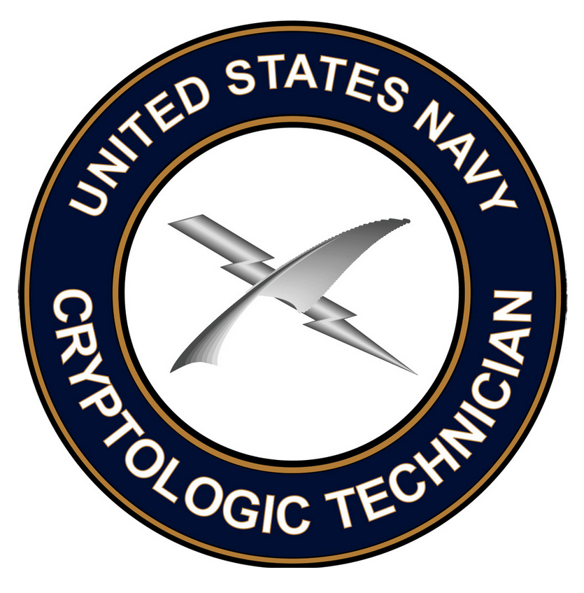 US NAVY CT (Cryptologic Technician) Insignia (Feather Crossed with a Lightning Bolt)