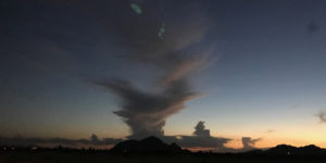 Dust devil looking cloud against sunset, depicting my whirlwind of book events.