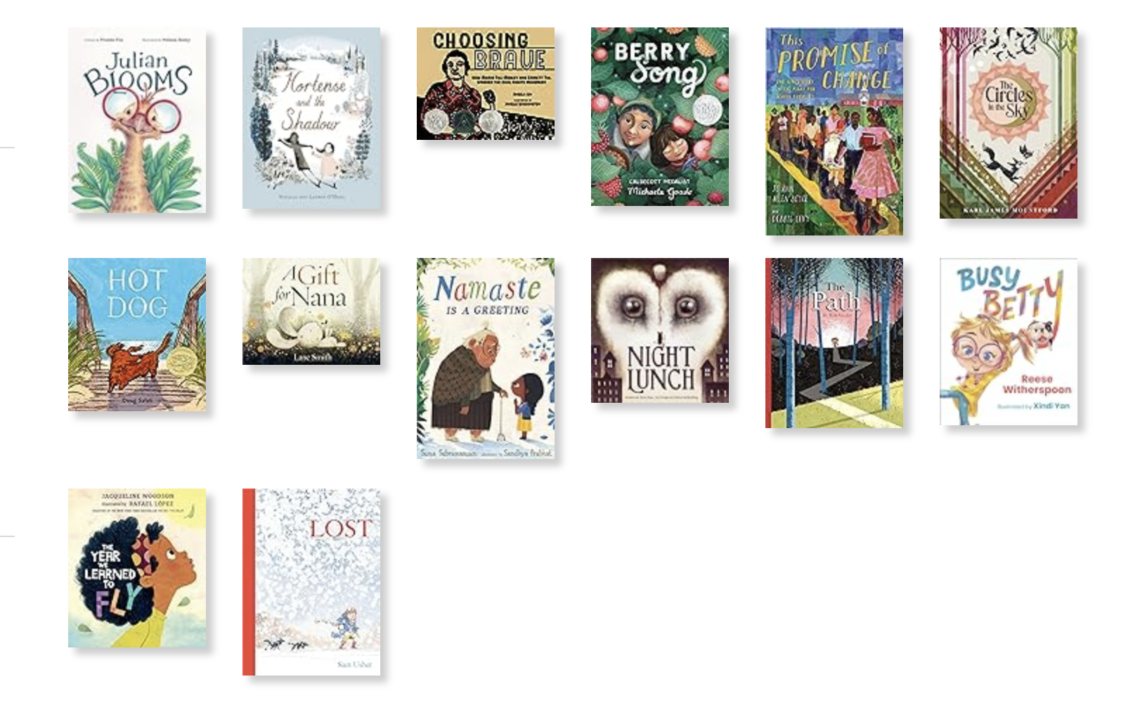 Image from Goodreads showing the covers of the picture books Sharon read and tracked this year.