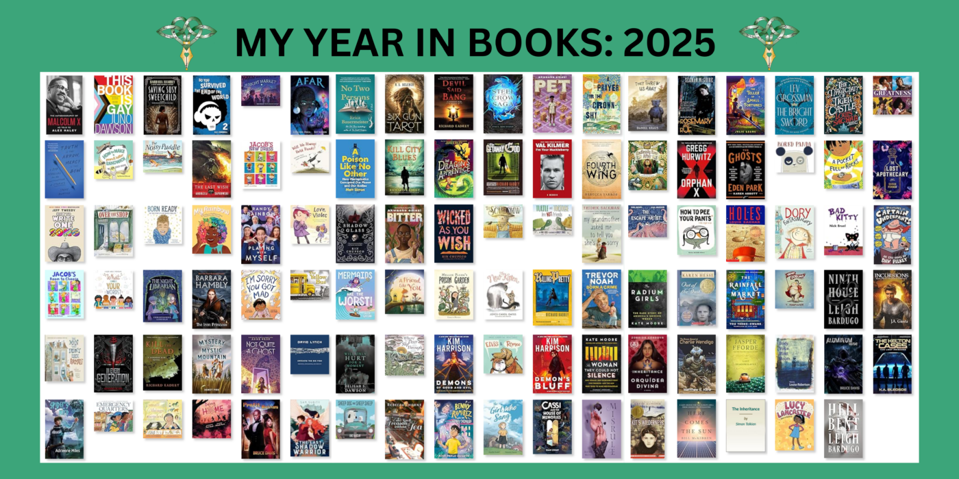 Image showing the covers of 107 books Sharon read in 2025 to demonstrate my year in books